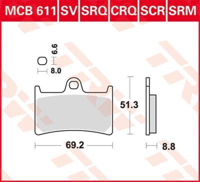 TRW Lucas Scheiben Bremsbelag MCB611SRM