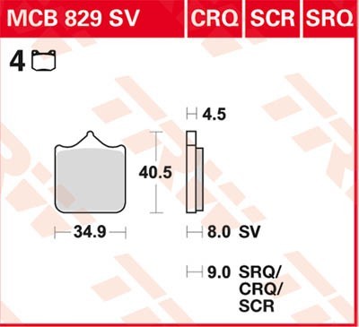 TRW Lucas Scheiben Bremsbelag MCB829SRQ