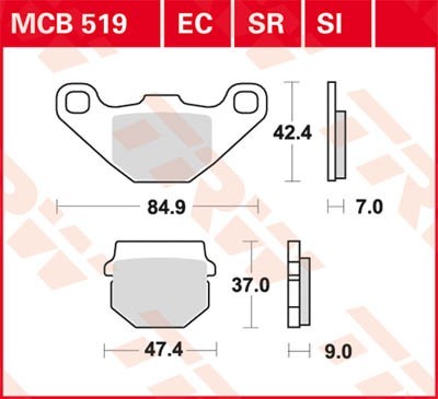 TRW Lucas Scheiben Bremsbelag MCB519SI