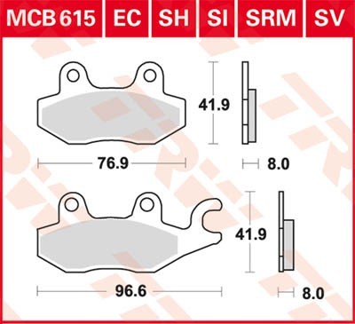 TRW Lucas Scheiben Bremsbelag MCB615SRM