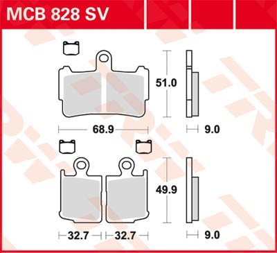 TRW Lucas Scheiben Bremsbelag MCB828SV